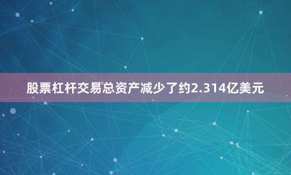 股票杠杆交易总资产减少了约2.314亿美元